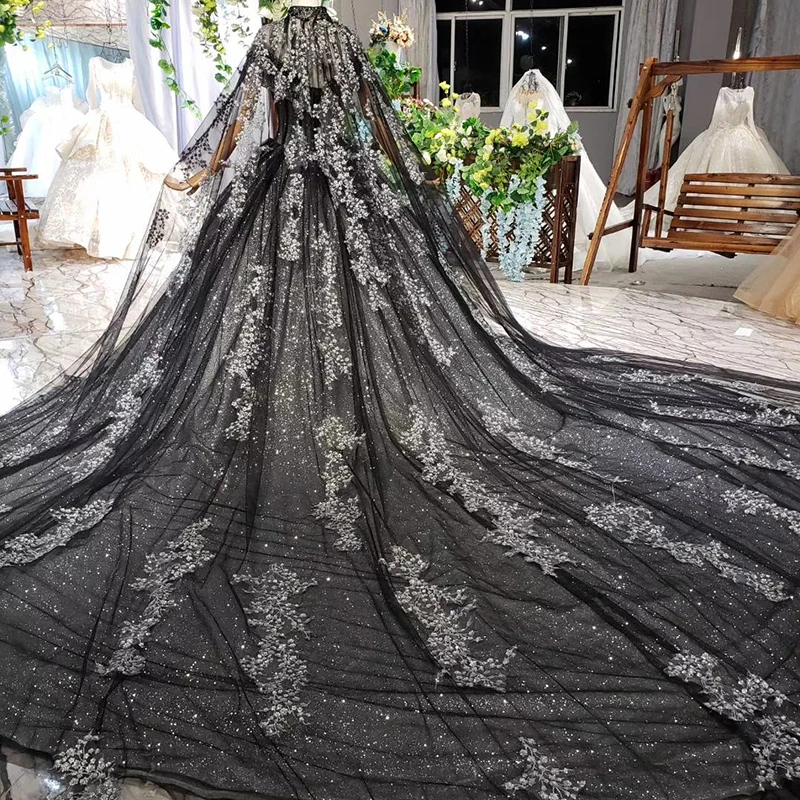 HTL571 черные торжественные платья с накидкой кружевные аппликации вечерние платья бальное платье parent-детское платье халат soiree manche longue
