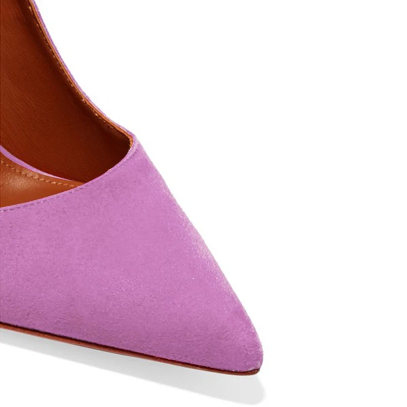 FSJ Модные женские осенние сливовые замшевые туфли с острым носком и ремешком на