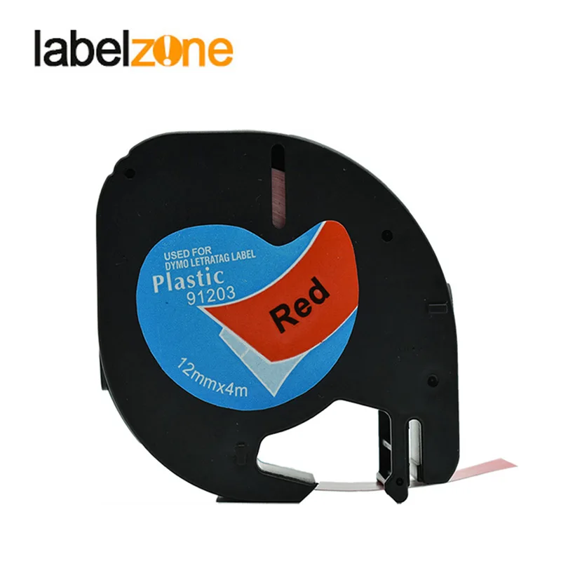 LABELZONE черный на красном 12 мм * 4 м 91203 этикетка совместимый с Dymo Letratag принтеры LT91203