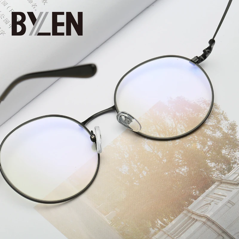 Vintage Round Glsses Frames Women Men Retro Metal Clear Lens Glasses Frame Unisex Nerd Anti-radiation Spectacles Eyeglass | Аксессуары