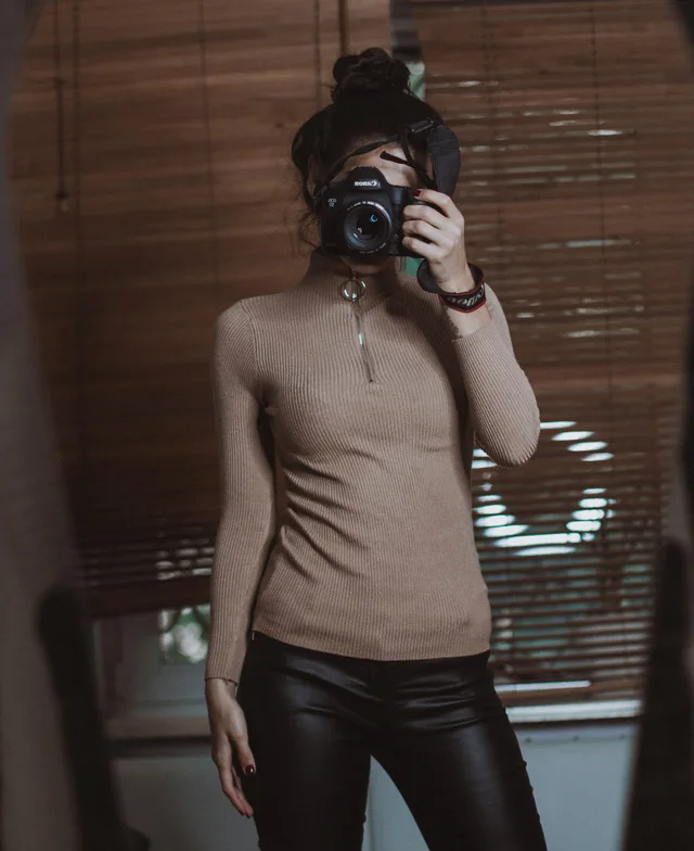 Korean Fashion Sweater and Pullover Women's Clothes Autumn Winter Zipper Turtleneck Long Sleeve High Elastic Solid Knit | Женская
