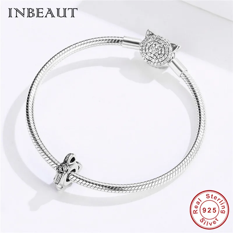 INBEAUT 100% 925 пробы серебро белый CZ лук бусины &quotгалстук&quot пригодное Марка