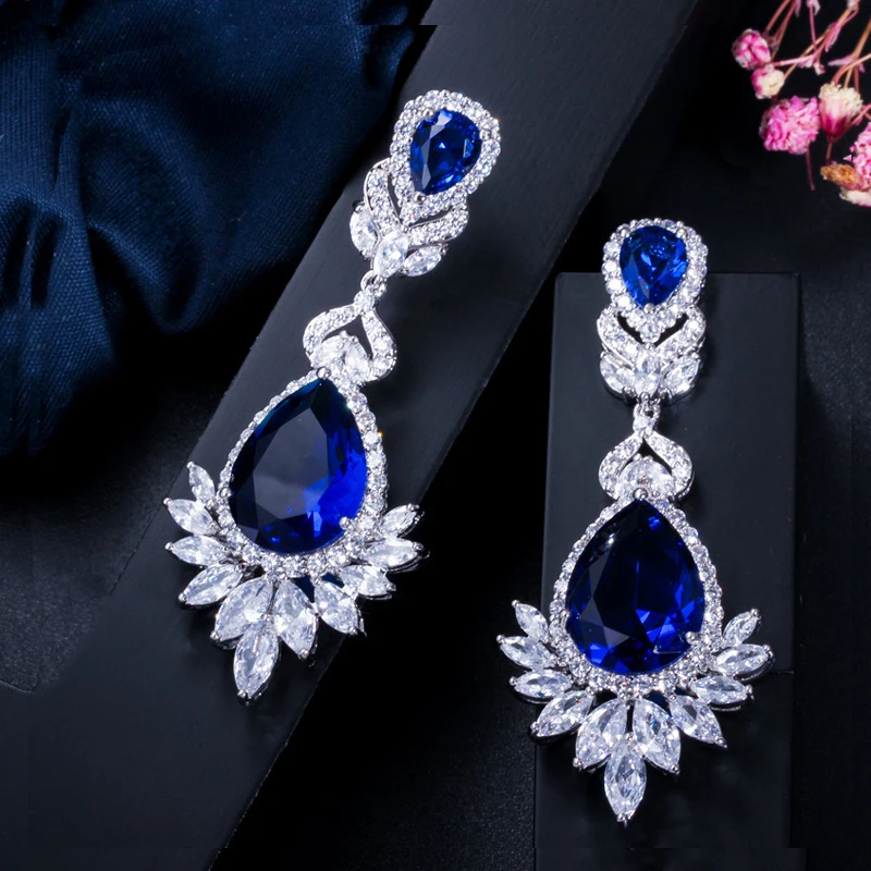 Длинные вечерние Ги подвески с фианитами 5 цветов|dangling earrings for women|long dangle earringsdangle |