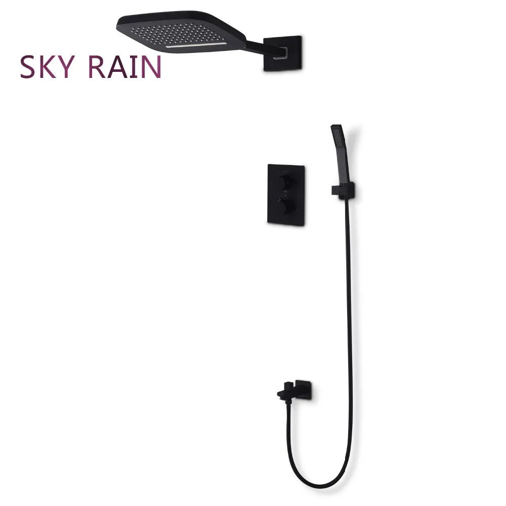 Матовые черные смесители для душа SKY RAIN настенный набор Душевая система