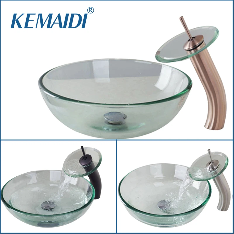 KEMAIDI Новый ORB & Античный медный и никелевый матовый смеситель для раковины водопад