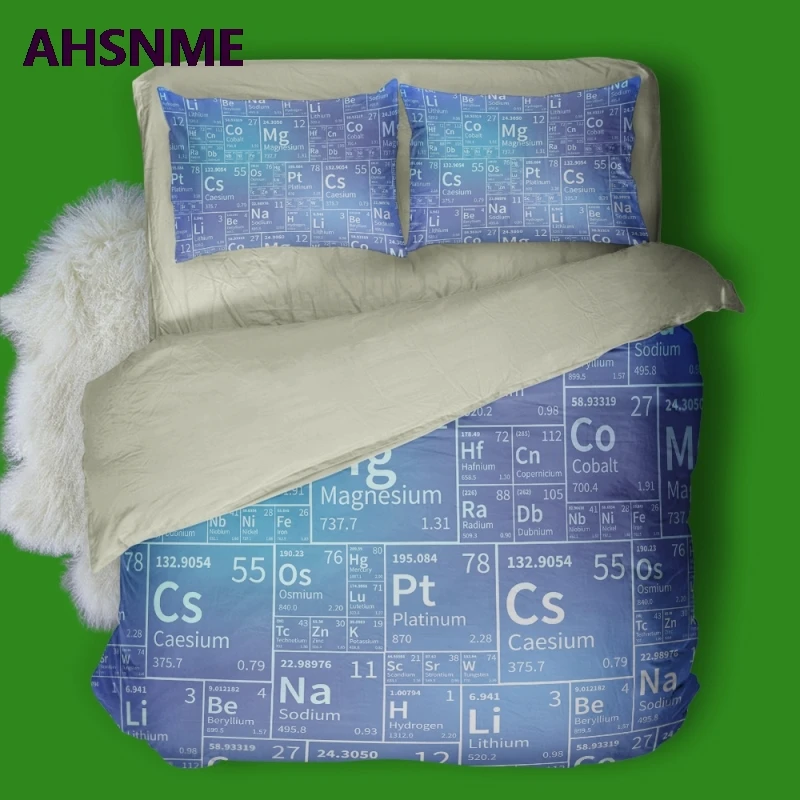 AHSNME, научная Таблица элементов, пододеяльник, набор, номер протона, электронный номер, химическое отношение, Комплект постельного белья