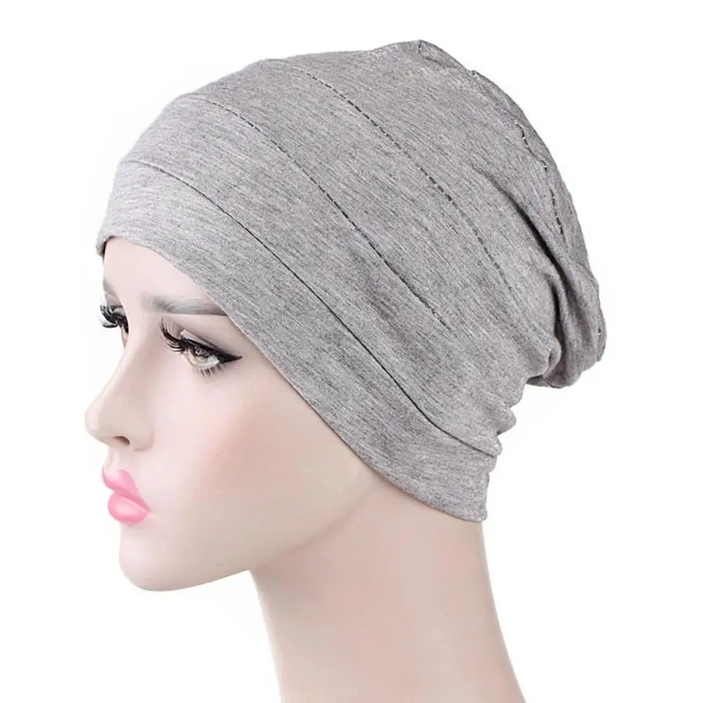 light gray Новая модная хлопковая кепка в стиле унисекс для раковых выпадений волос Чепчик для сна шапочка для химиотерапии шляпа Полный головной убор - Цвет: light gray