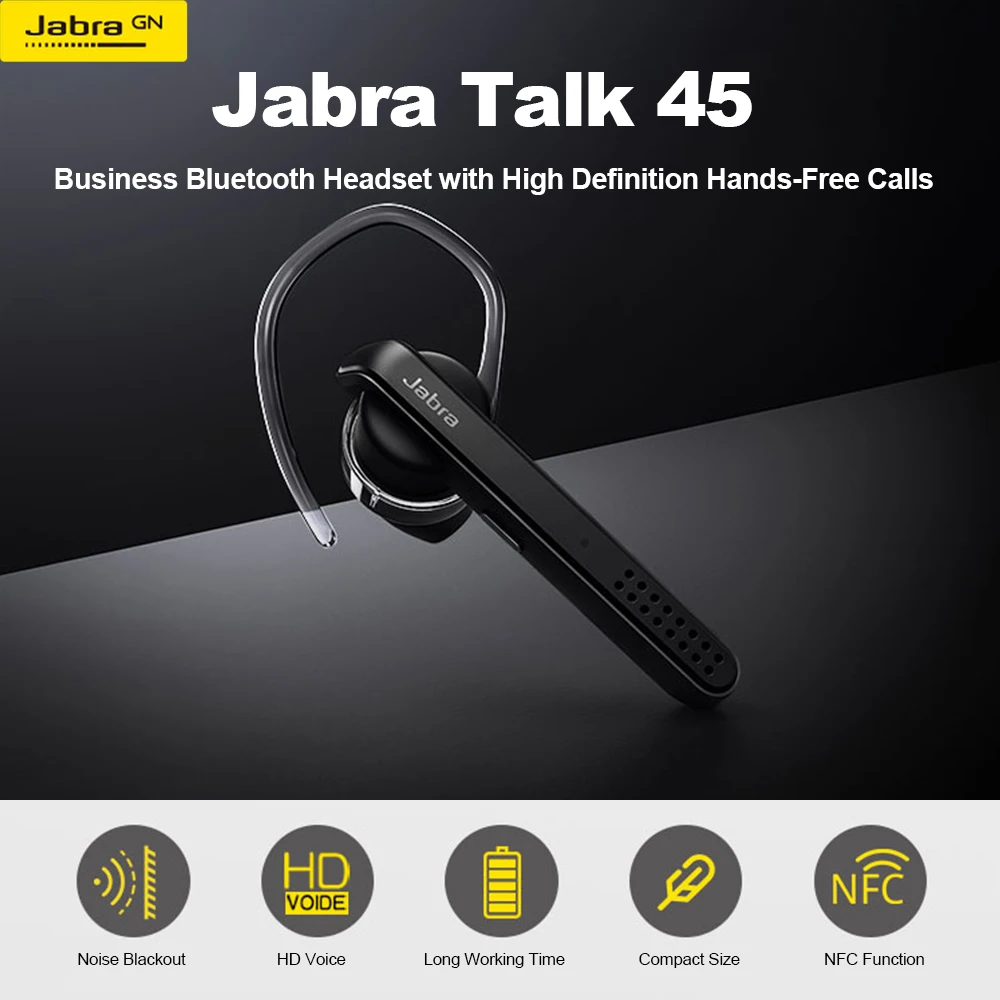 Jabra Talk 45 Bluetooth NFC гарнитура бизнес наушники высокой четкости HD Hands-Free Звонки двойной микрофон шумоподавление портативный
