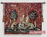 138103cm belgium medieval home decoration textile ladies and unicorn series vision jacquard picture tapestry mural st 69
