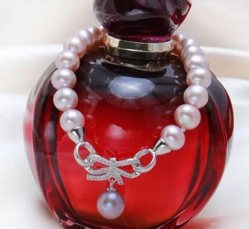 

charming AAA round 8-9mm south sea lavender pearl bracelet 7.5-8inch