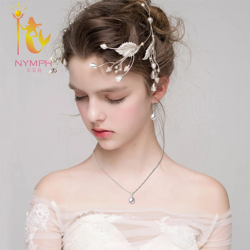 [НИМФА] Натуральный Жемчуг Ювелирные Наборы Стерлингового Серебра 925 Кулон