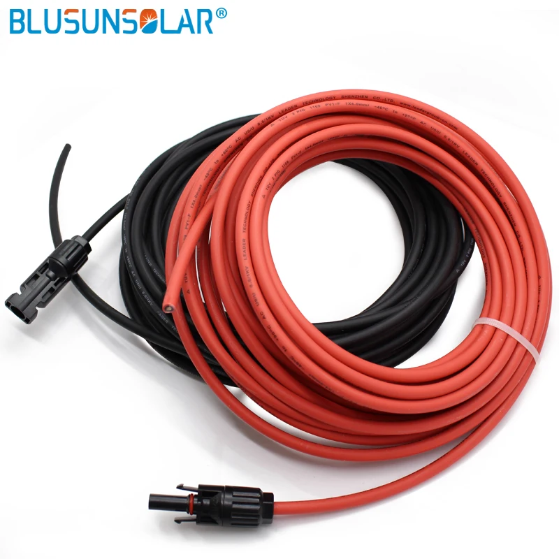 

1 Pair/lot 3 Meter 1x4mm2 Solar Cable With PV Connector, Red Female, Black Male , PV Solar Panel Cable ConnectorSolar