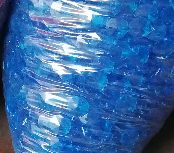 Blue color 500 шт 8 цветов 14 мм бусины или 11 мм кольцо акриловые хрустальные гирлянды призмы Восьмиугольные бусины лампы украшения DIY - Цвет: Blue color