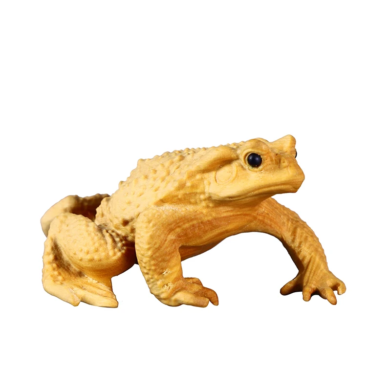 

Boxwood frog figure carving at home tea ceremony car Decoration animal craft pet culture Lucky toad Gift