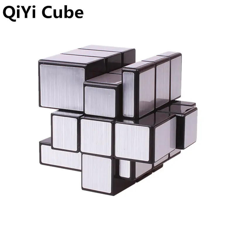 QIYI зеркальный куб Магическая скорость 3x3x3 кубики серебристые золотые наклейки