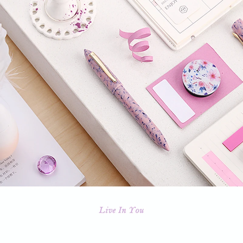 

LIY (Live In You) MITU Acrylic Creative Marble-Pink Fountain Pen Resin Schmidt Nib EF/F Converter Golden Trim Writing Gift Pen