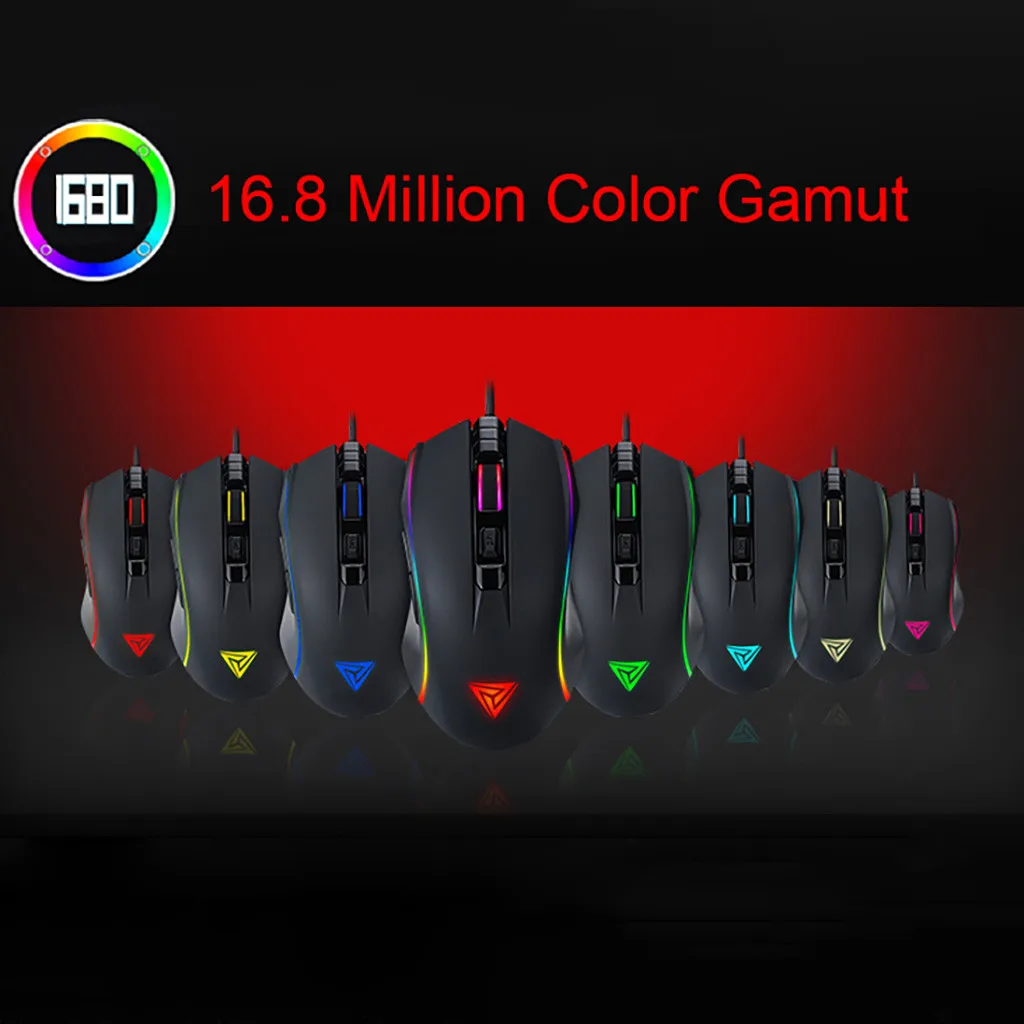 Проводная мышь 6 клавиш 3500DPI RGB подсветка USB Оптическая игровая для ПК ноутбука