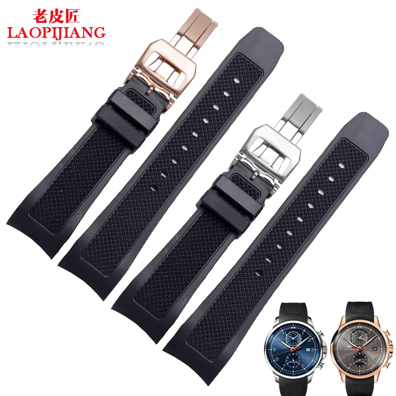 Ремешок для часов черный 22 мм из силиконовой резины|deployant clasp|silicone rubber watchbandrubber