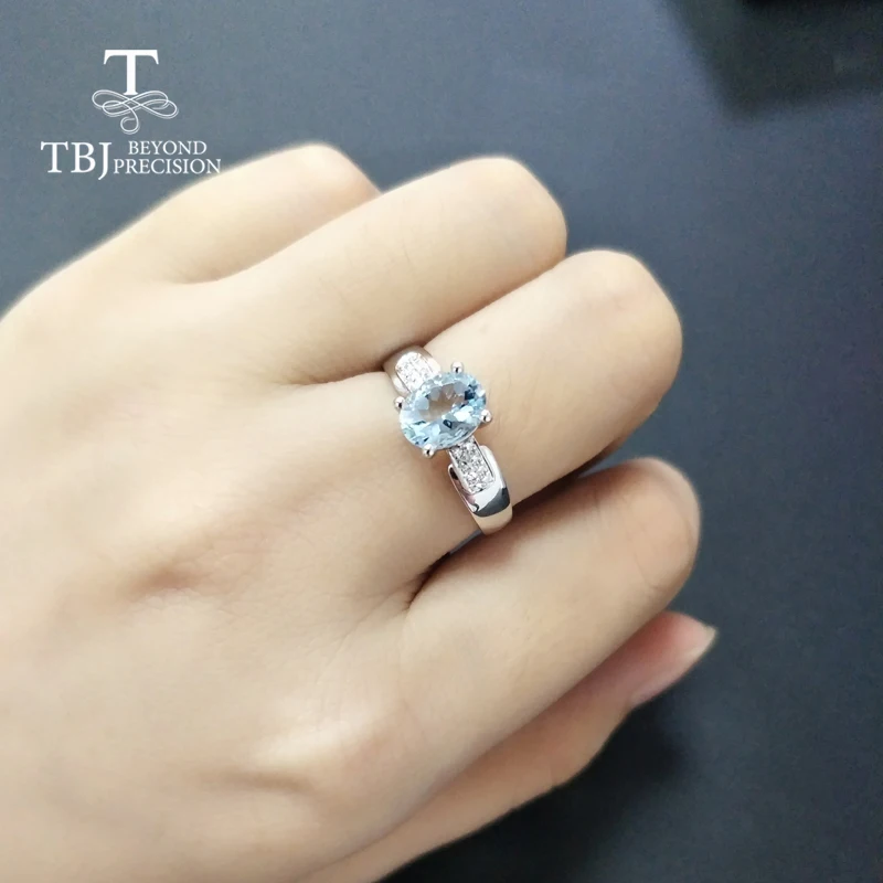 Женское кольцо с аквамарином TBJ ювелирное украшение из 100% природного камня под