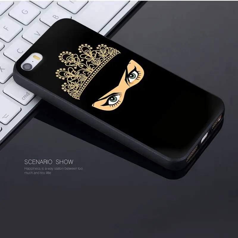 

Yinuoda Muslim Islamic Gril Eyes Arabic Hijab Girl Queen Crown Phone Case for iPhone 6s 7plus 8 Plus 5S SE11 11pro 11promax