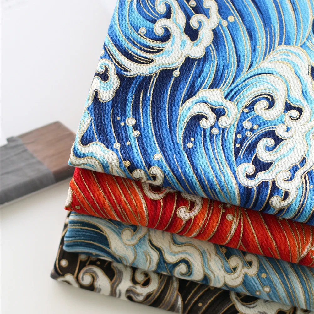 Ткань из хлопка и льна сделай сам скатерть для стола/наволочки Япония Ukiyoe принт