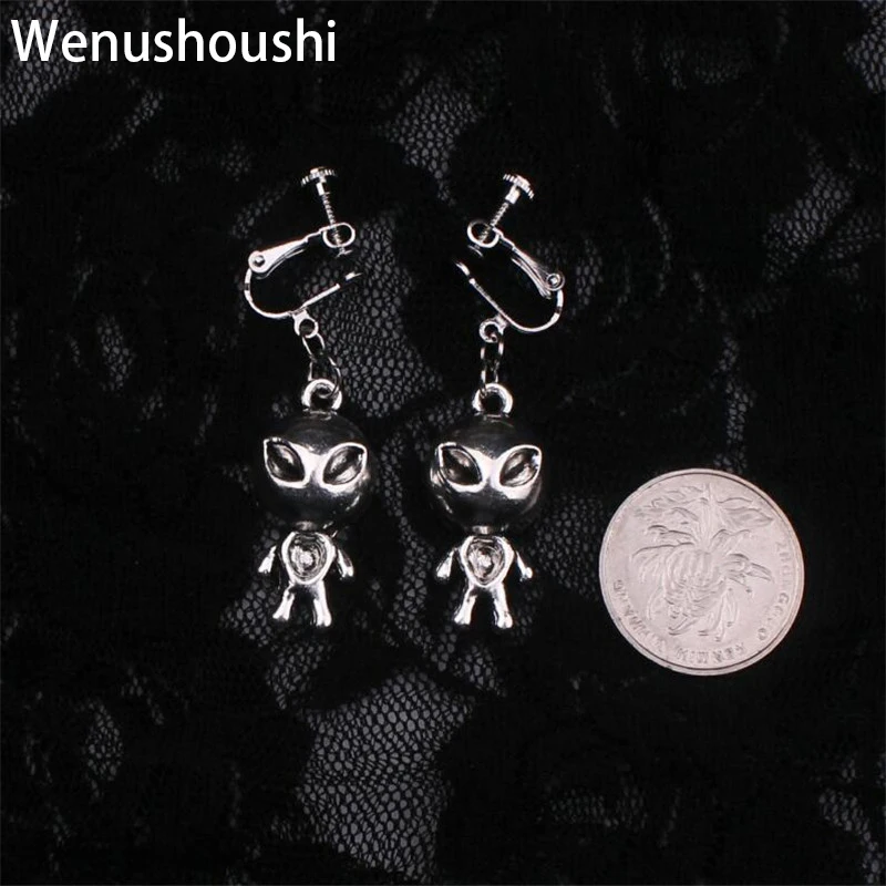 Серьги клипсы WENUSHOUSHI с инопланетянином винтажные новые серьги для влюбленных без