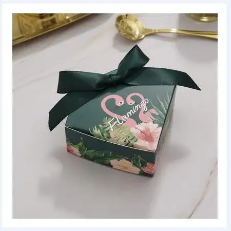 Flamingo 50 шт/100 шт коробка для конфет в форме бриллиантов, Свадебная подарочная коробка, коробки для шоколада, Подарочная коробка для детского душа с лентой - Цвет: Flamingo