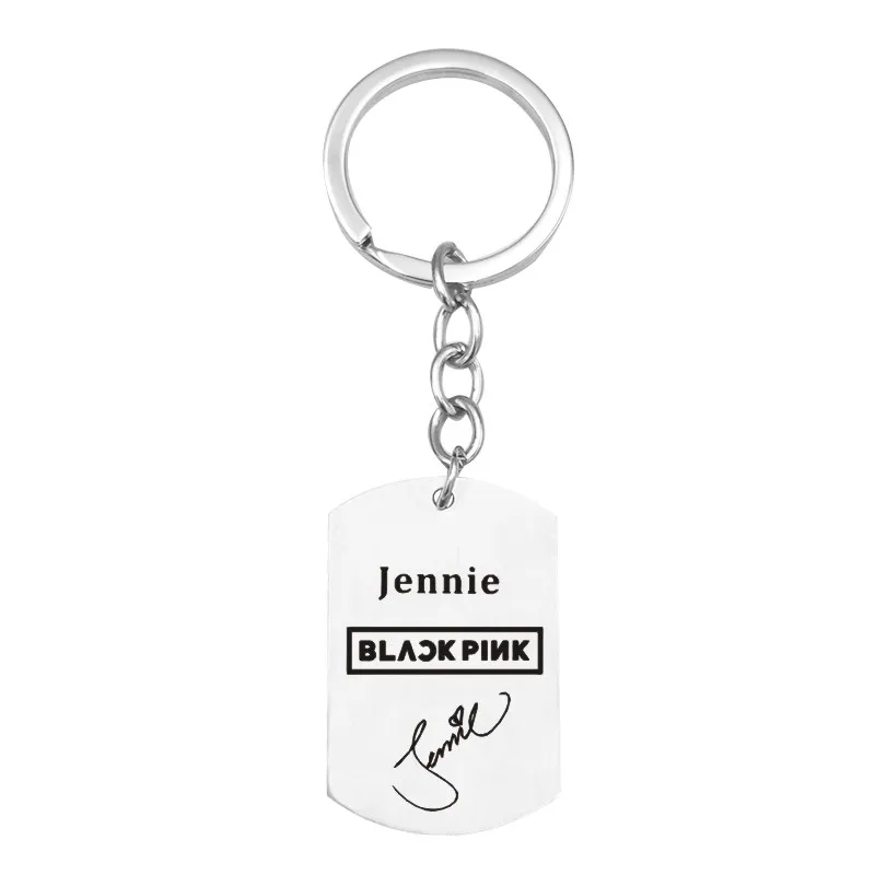 keychain 4 Корейские KPOP Девушки Группа черный розовый логотип кулон ожерелье из нержавеющей стали ювелирные изделия для женщин мужчин поклонников любовь ожерелье s - Окраска металла: keychain 4