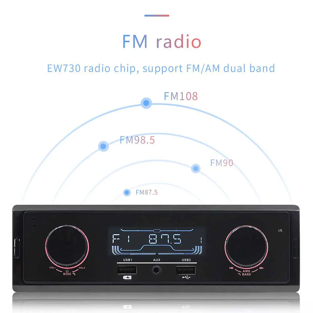 Автомобильный MP3-плеер AMPrime 1 Din fm-радио тюнер 2 5 дюймов большой светодиодный