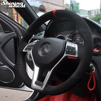 shining wheat red marker black suede steering wheel cover for mercedes benz glk300 glk200 glk260