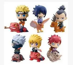 set 1 with box 6 шт./лот героя аниме «Наруто SASUKE uzumaki Какаши Гаара действие с креплениями Япония Аниме коллекций подарки игрушки 085 - Цвет: set 1 with box
