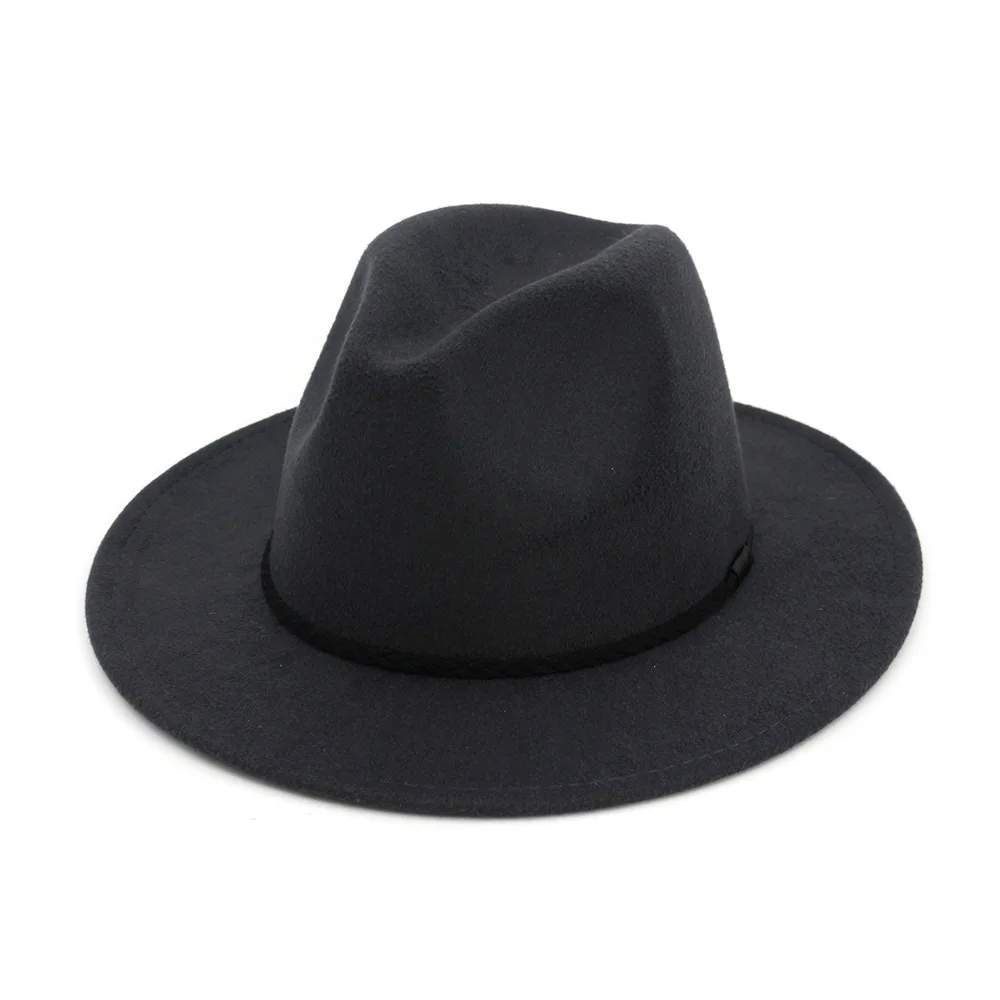 Шерстяная фетровая шляпа Панама Trilby Jazz Fedoras головные уборы с черными плоскими полями для торжественных вечеринок верхняя шляпа для женщин и мужчин унисекс