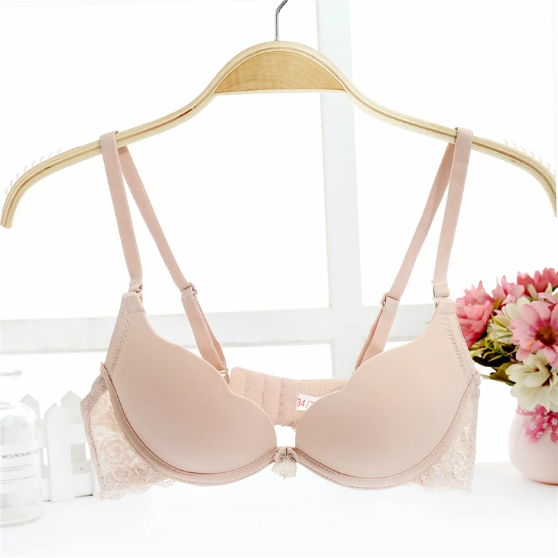 

Yasemeen Deep V Wave Cup Push Up Brassiere for Small Chest Seamless Solid Cute Bow Bras Girl's Seamless Push Up Bras Underwire