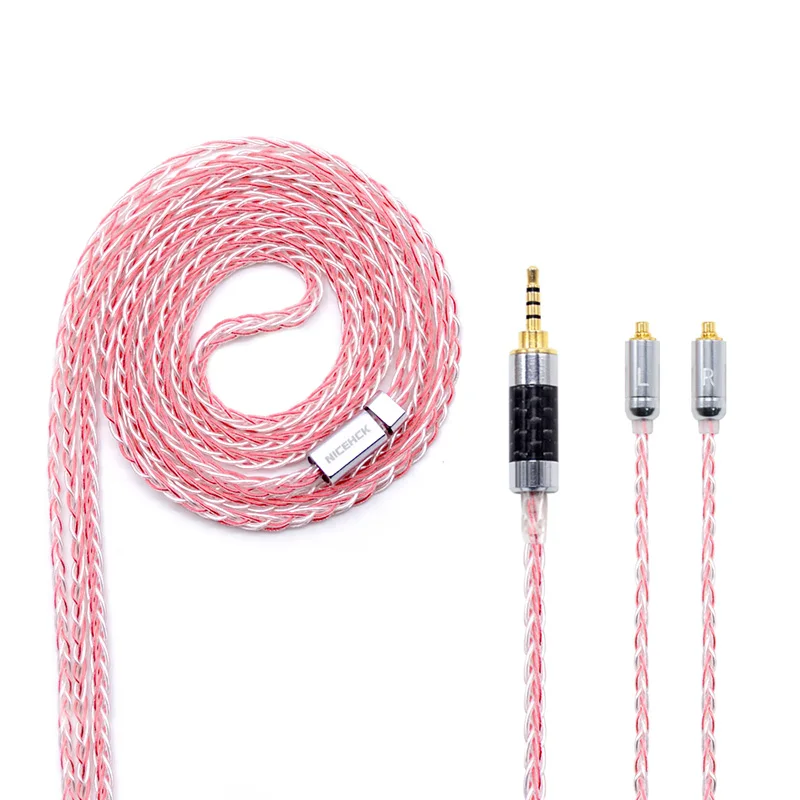 2.5mm plug with MMCX NICEHCK MMCX/2Pin разъем 3,5/2,5/4,4 мм сбалансированный 8 серебряных сердечника Медь смешанные кабель для ZS10 AS10 TFZ NICEHCK M6/DT300/DT500/HK6 - Цвет: 2.5mm plug with MMCX