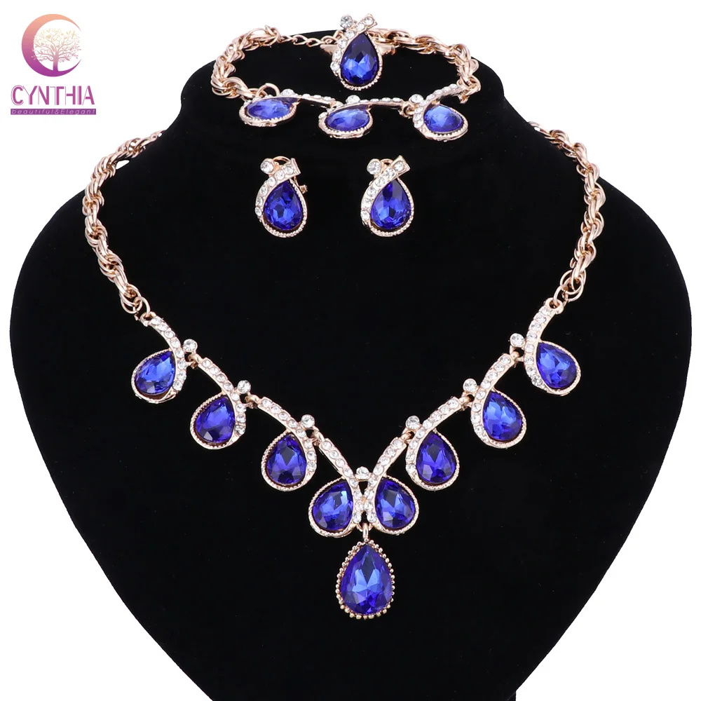 Модные стразы Свадебные Ювелирные наборы для невест вечерние аксессуары