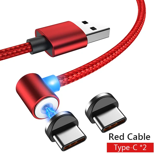 2 Type-c red cable NOHON Магнитный l-образный кабель для быстрой зарядки Micro usb type C для samsung Xiaomi iPhone Универсальный Магнитный шнур для зарядки - Цвет: 2 Type-c red cable