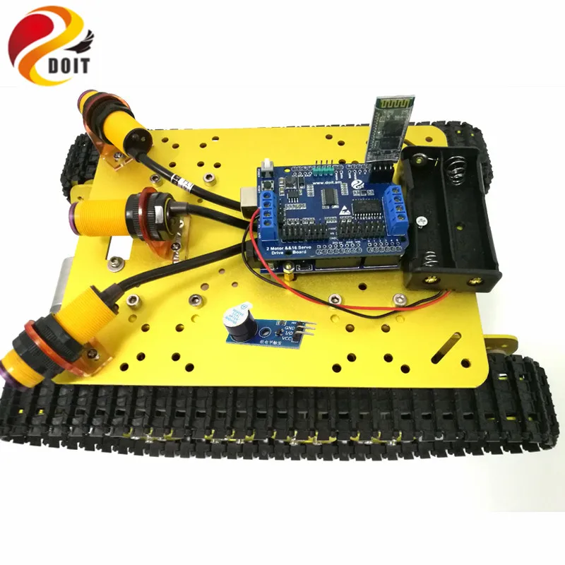 Bluetooth Управление отслеживающий препятствие Танк шасси TS100 с Arduino UNO R3 доска +