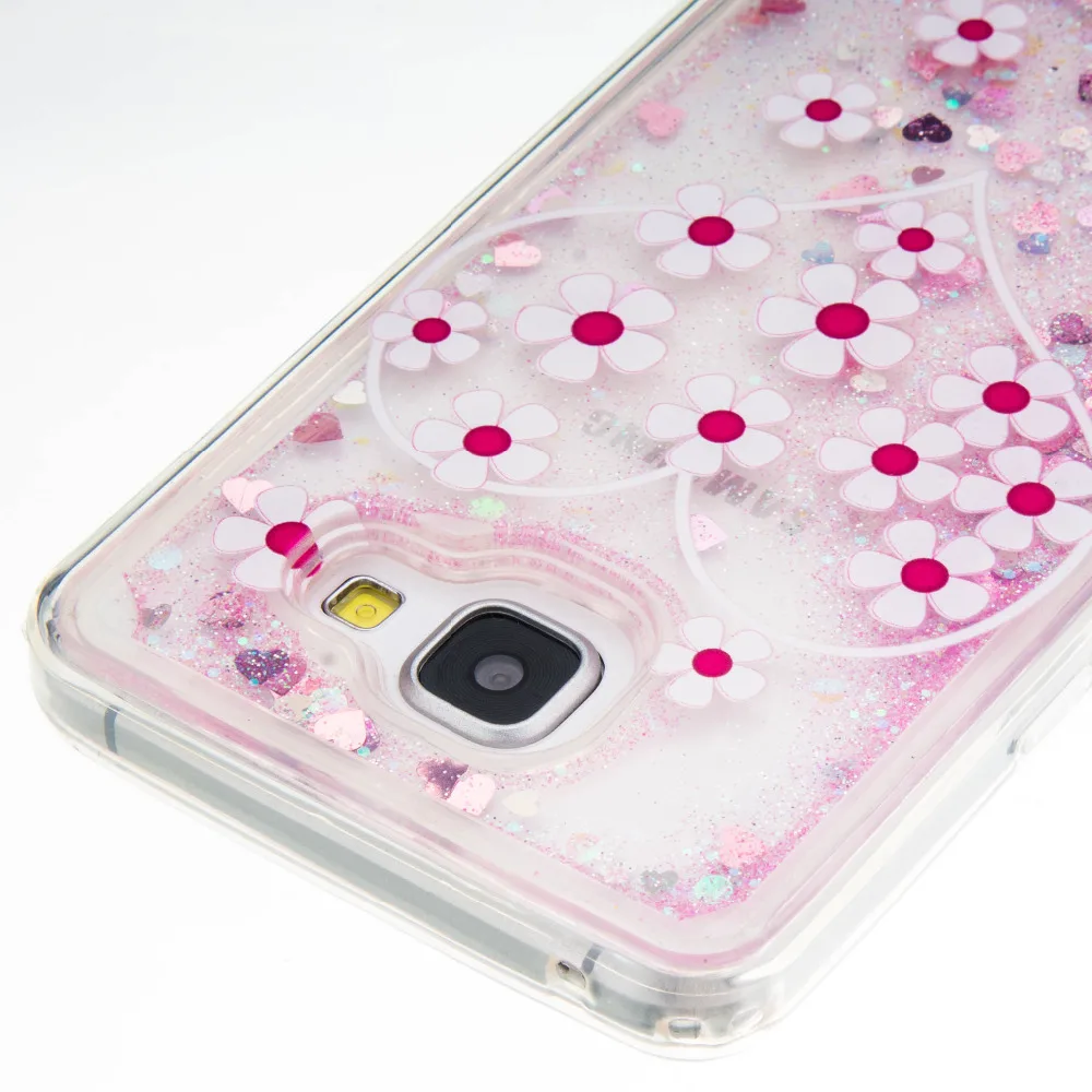 Розовый цветок солнца сердце динамический Жидкий блеск зыбучие пески Мягкий ТПУ