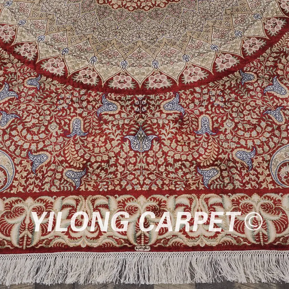 Yilong 5 &quotx 7&quot ручной персидский красный ковер турецкий бежевый медальон шелковый