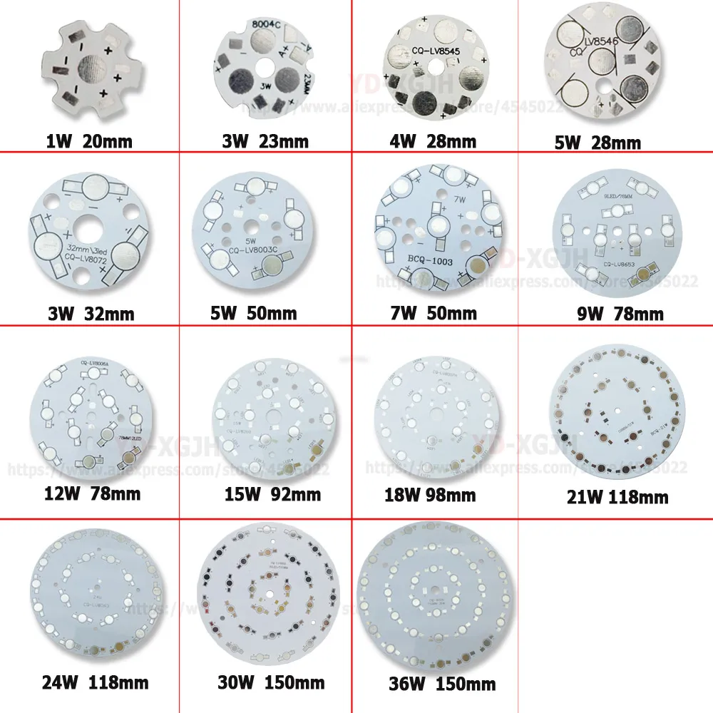 10PCS LED Power PCB Board Plate Lamp Panel Aluminum Heat sink 18W Circle Rectangle for Chip Base bulb ceiling Lights | Лампы и