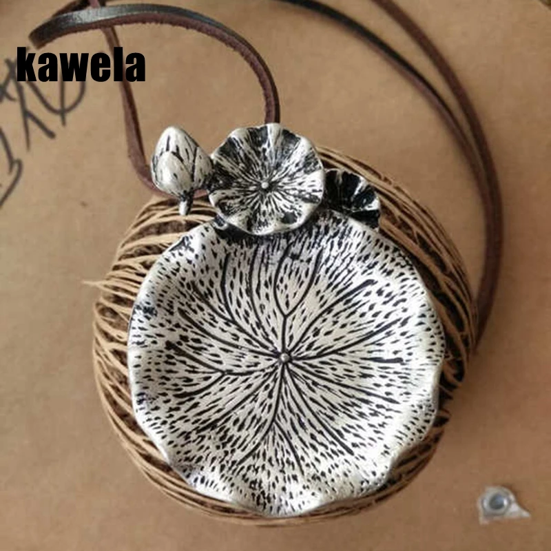 

New Cute Lotus Design Pendant Brown Leather Fashion Necklace