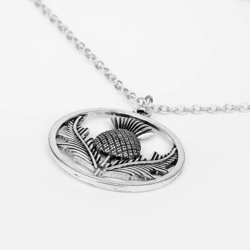 Outlander шотландский национальный цветок кулон ожерелье овальная Шотландия Thistle с