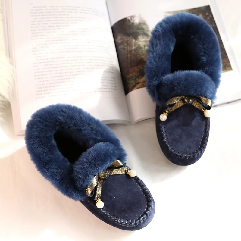 blue Женские ботинки; классические зимние ботинки; модные теплые Брендовые женские зимние ботинки из натуральной кожи; Botas Mujer - Цвет: blue