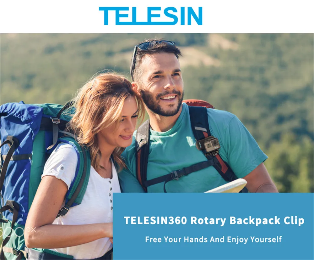 Крепление TELESIN Quick 360 Поворотный Зажим для рюкзака для быстрого крепления на шляпу для GoPro Hero7 6 5 4 3 2 и для Xiaomi YI