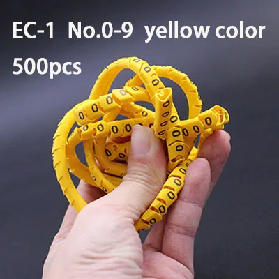 Кабельные маркеры EC-0 EC-1 EC-2 Маркер кабельной проводки номер 0 до 9 оптического кабеля Размеры 1,5 sqmm микс Цветной Кабельные маркеры из ПВХ изоляция маркер - Цвет: EC-1-yellow-500pcs