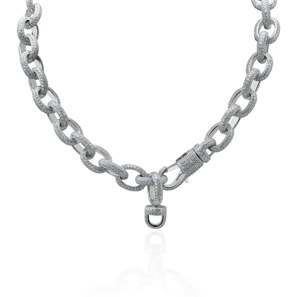 15 мм ширина персонализированные мужские витые звенья цепи ожерелье Iced Out Bling AAA+ CZ камни хип хоп Золото Серебро Цвет цепи ювелирные изделия