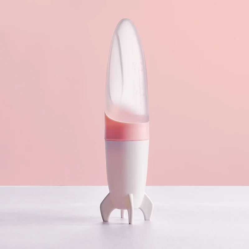 Pink Sunveno детская бутылочка для кормления, силиконовая обучающая ложка для младенцев, пищевая добавка, питатель, безопасная посуда, инструменты, 90 мл - Цвет: Pink