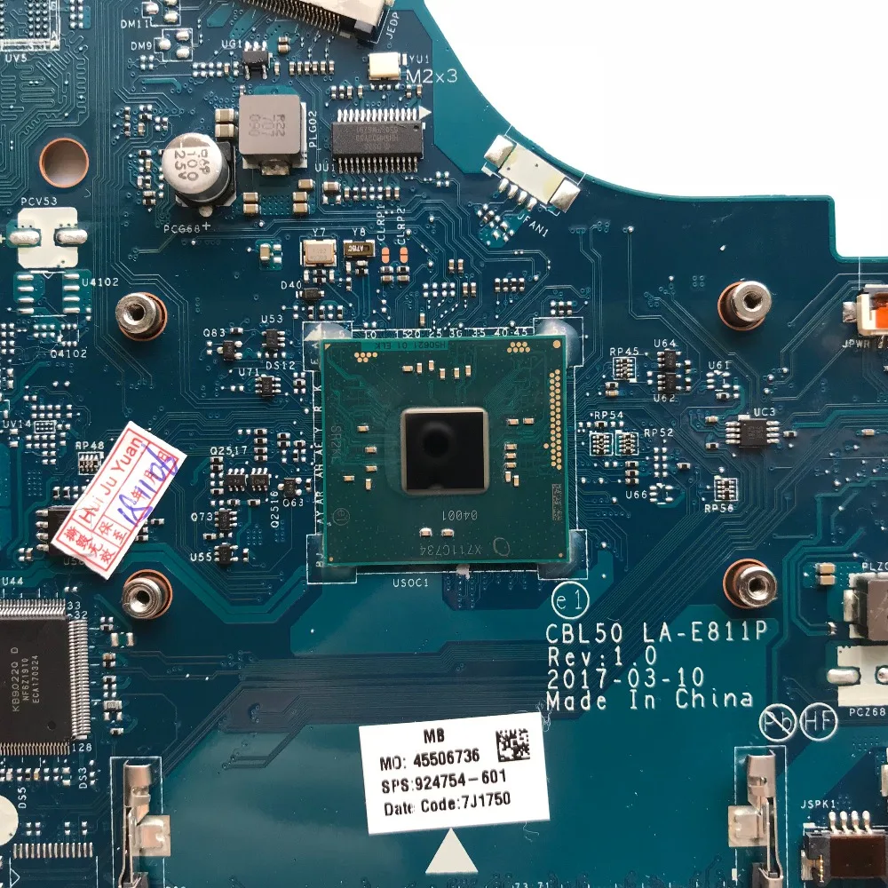 SZWXZY отлично подходит для HP 15-BS 15-B 15-BS020WM материнская плата ноутбука N3710 CPU DDR3 924754-601