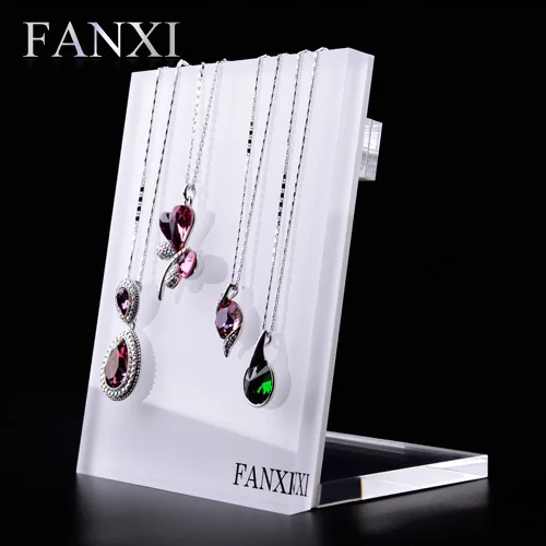 FANXI модное акриловое белое ожерелье Дисплей Полка Подставка для ювелирных изделий Органайзер коробка Подвеска для витрины держатель стойка с крючками Экспонент - Цвет: YJ04403