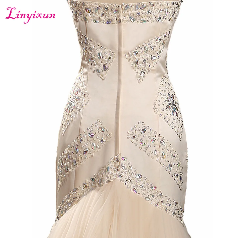 Платье-Русалочка Linyixun длинное вечернее платье без рукавов с длинным шлейфом и